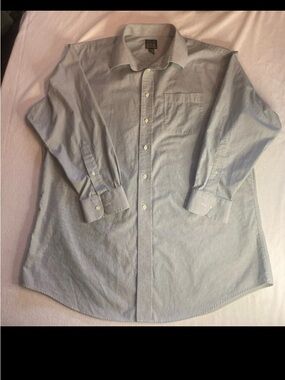 Jos. A. Bank Light Green Striped Men's Button-Up Dress Shirt